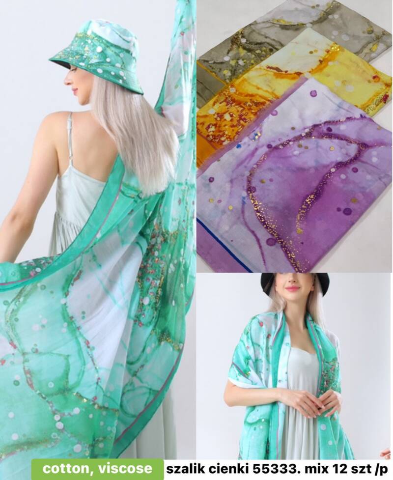 Szaliki damskie Roz Standard, Mix Kolor Paczka 12 szt 1